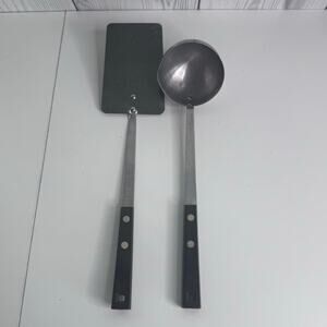 Vintage Household Set of 2 Stainless Steel Ladle and Turner USA Made Utensil